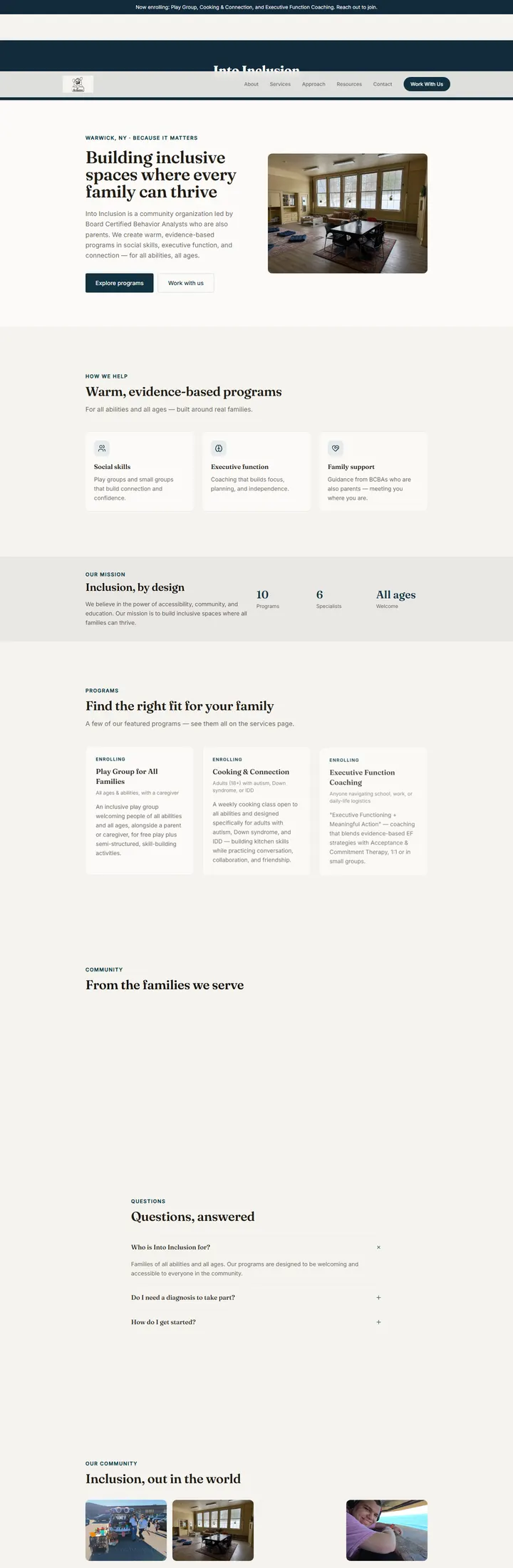 Into Inclusion NY — full-page capture of the Fox Hill rebuild (iiny.f-me.ai)