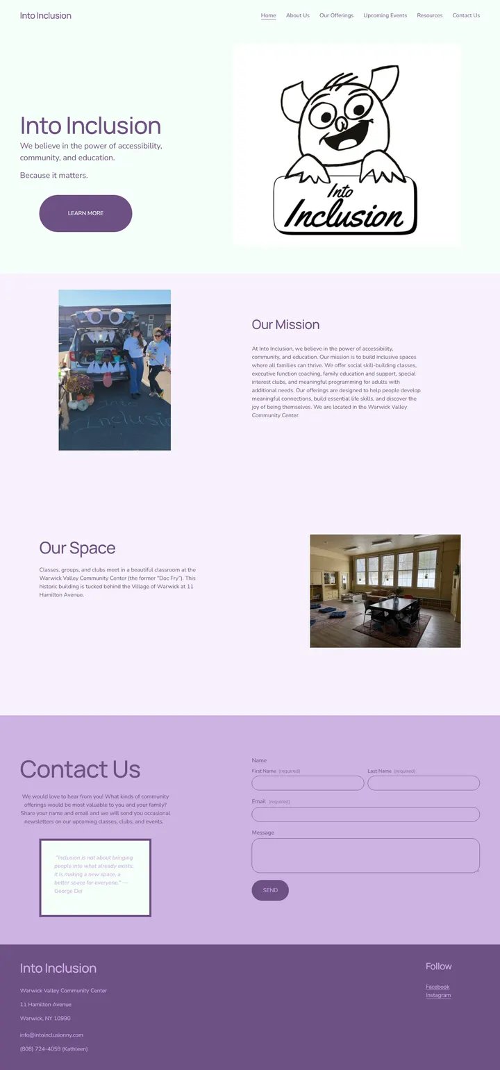 Into Inclusion NY — full-page capture of the site before the rebuild (intoinclusionny.com)